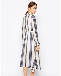 Baum und Pferdgarten Blue Agata 70's Peasant Dress In Stripe