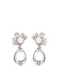 Givenchy | White Faux Pearl Strass Drop Clip Earrings | Lyst