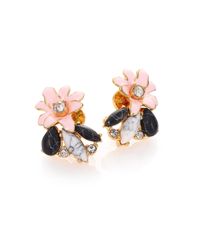 kate spade new york | Pink Glossy Petals Cluster Stud Earrings | Lyst