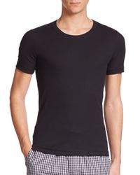 Hanro | Black Ribbed Crewneck Tee for Men | Lyst