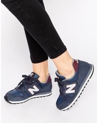 New Balance 373 Navy & Burgundy Suede Trainers in Blue - Lyst