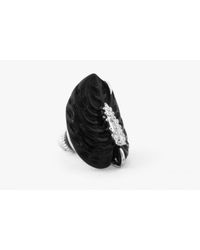 Tateossian | Carved Anthurium Pin In Silver With Black Agate | Lyst