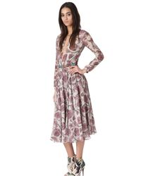 Burberry Prorsum Pink Victorian Print Washed Georgette Dress