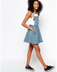 monki denim pinafore dress