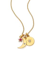 Elizabeth and James | Metallic Nova Ruby & White Topaz Moon Star Multi-pendant Necklace | Lyst