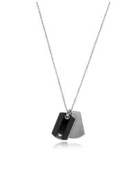 Emporio Armani - Metallic Iconic Black And Silver Stainless Steel Charm Men's Necklace - Lyst