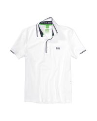 BOSS Green White Slim-Fit Cotton Blend Polo Shirt 'Paule' for men