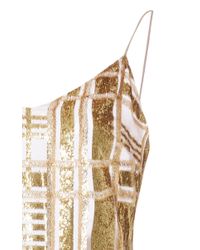 Baja East Metallic Gold Windowpane Velvet Dress