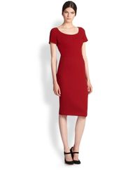 Dolce & Gabbana Red Wool Crepe Scoopneck Dress