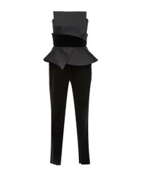 Zuhair Murad - Gray Strapless Asymmetrical Hem Jumpsuit - Lyst
