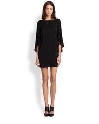 MILLY | Black Stretch Silk Butterfly Sleeve Dress | Lyst