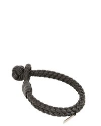 Bottega Veneta | Black Woven Leather Bracelet for Men | Lyst