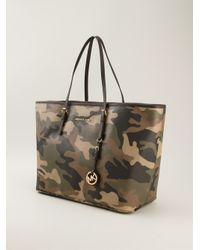 MICHAEL Michael Kors Camouflage 'Jet Set' Tote in Green - Lyst