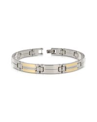Zoppini - Gray Zo-chain Stainless Steel And 18k Gold Rectangular Link Bracelet for Men - Lyst