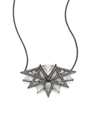 Adriana Orsini | Metallic Deco Pave Triangle Burst Necklace/gunmetal-tone | Lyst