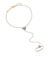Zoe Chicco | Metallic Diamond & 14k Yellow Gold Triangle Hand Chain Bracelet | Lyst