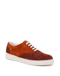 Bottega Veneta | Red Dodger Woven Suede Sneakers for Men | Lyst