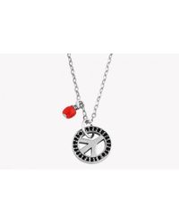 Tateossian - Iconic Peace Pendant Necklace In Silver With Black Spinel And Coral for Men - Lyst