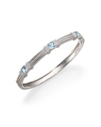 Judith Ripka | Metallic La Petite Blue Topaz & Sterling Silver Three-stone Bangle Bracelet | Lyst