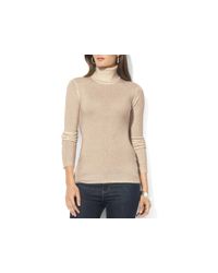 Pink Pony | Brown Lauren Silk-cotton Turtleneck Sweater | Lyst