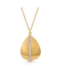 Anne Sisteron - Metallic 14kt Yellow Gold Petal With Diamond Stem Necklace - Lyst
