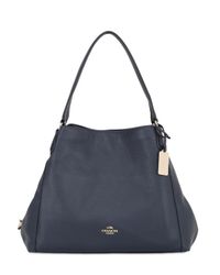 COACH | Blue Edie Grained Leather Shoulder Bag | Lyst