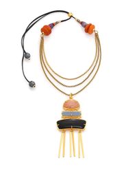 Lizzie Fortunato | Metallic Muse Semi-precious Multi-stone Linear Pendant Necklace | Lyst