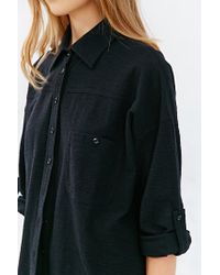 oversized black button up shirt
