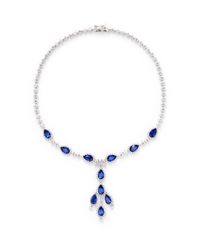 CZ by Kenneth Jay Lane | Metallic Pear Cut Cubic Zirconia Drop Necklace | Lyst