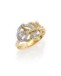 John Hardy | Metallic Classic Chain Diamond & 18k Yellow Gold Small Feather Ring | Lyst
