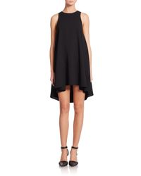 T By Alexander Wang | Black Matte Crepe Leather-trim A-line Dress | Lyst