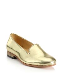 Dieppa Restrepo | Gold Dandy Metallic Leather Slippers | Lyst