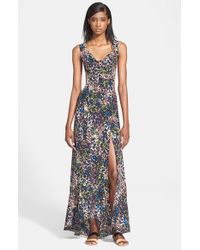 Lyst Tracy Reese Fl Print Silk Maxi Dress In Green Gallery