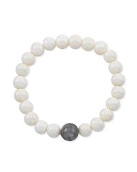 Anne Sisteron - White Buffalo Bone Stretch Bracelet With Labradorite Stone - Lyst
