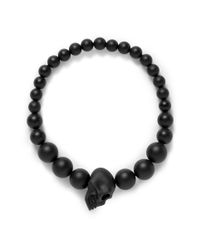 Alexander McQueen | Black Resin And Onyx Beaded Skull Bracelet for Men | Lyst