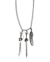John Richmond | Metallic Swords & Feather Charms Necklace | Lyst