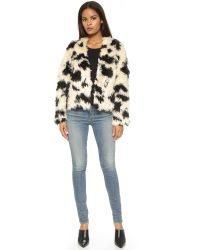 Tibi White Cozy Jacket - Ivory/black Multi