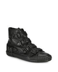 Ash | Black Wonder Buckled High-top Leather Sneakers | Lyst