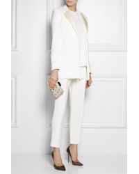 Adam Lippes | Natural Satin-trimmed Linen-blend Wide-leg Pants | Lyst