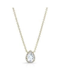 Anne Sisteron - 14kt Yellow Gold Pear White Topaz Diamond Necklace - Lyst