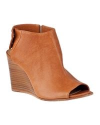 275 Central | Brown Open Toe Wedge Bootie Cuoio Leather | Lyst
