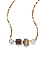 Kelly Wearstler | Metallic Lupine 5mm-9mm Multicolor Round Pearl & Moonstone Plaque Necklace | Lyst