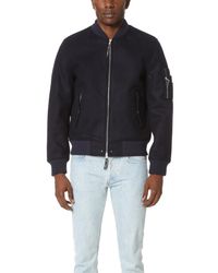 Mki Miyuki Zoku Ma 1 Fitted Wool Biker Jacket In Navy Blue For Men Lyst