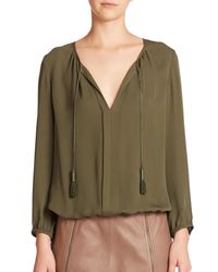 Joie | Green Jancinta Silk Peasant Top | Lyst
