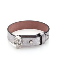 Alexander McQueen | Metallic Leather Bracelet | Lyst