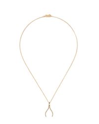 Khai Khai | Metallic 'wishbone' Diamond Pendant Necklace | Lyst