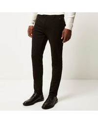 River Island Black Smart Jersey Skinny Trousers for men