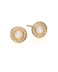 Ippolita | Metallic Lollipop Mother-of-pearl, Diamond & 18k Yellow Gold Mini Stud Earrings | Lyst