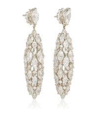 Sidney Garber | Metallic 18k White Gold And Diamond Torchere Earrings | Lyst