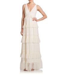 Diane von Furstenberg | White Karen Ruffled Silk Lace-detail Gown | Lyst